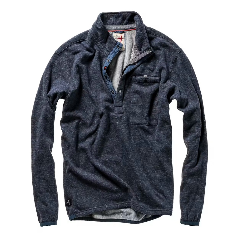 Relwen Micropile Snap-Mock Pullover Sweatshirt Navy Marl Size Large